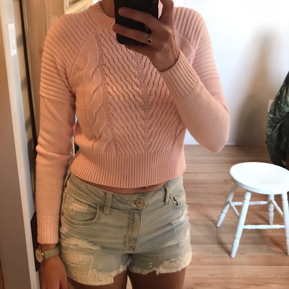 Cute Cropped Cable Knit Sweater
